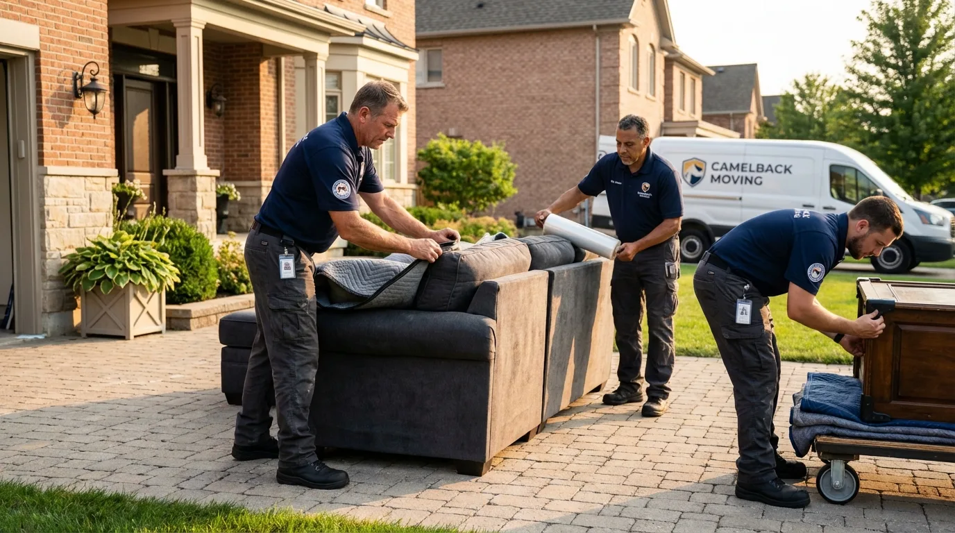 Large estate moving crew wrapping furniture in Los Molinos, CA
